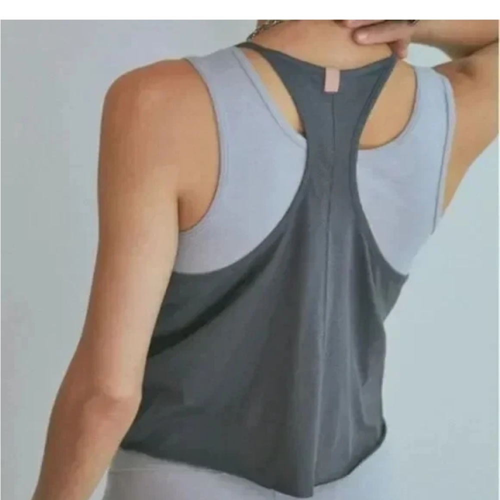 New $78! LUNYA L Meditative Grey Gray Organic Pima Cotton Racer Spaghetti Tank